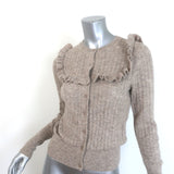 Doen Altheda Ruffled Pointelle Cardigan Oatmeal Alpaca-Wool Size Extra Small