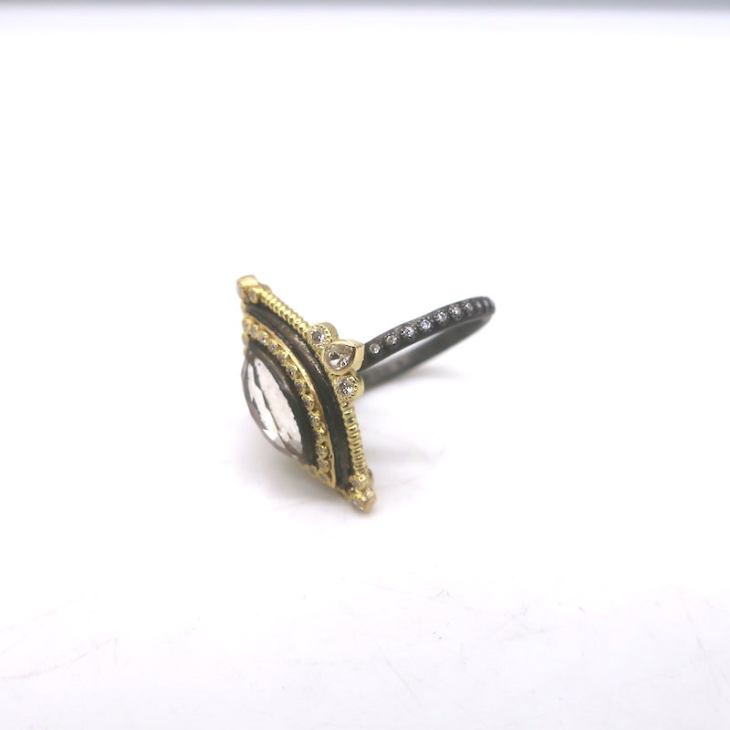 Armenta Marquise Diamond &amp; Purple Gemstone Ring 18k Gold &amp; Sterling Size 6.5