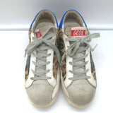 Golden Goose Superstar Low Top Sneakers Leopard Print Calf Hair Size 38