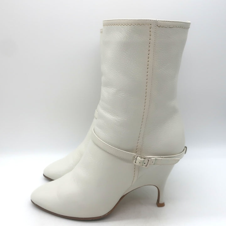 Alchimia di Ballin Kari Ankle Strap Boots White Leather Size 37.5