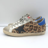 Golden Goose Superstar Low Top Sneakers Leopard Print Calf Hair Size 38