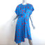 KENZO Asymmetric Midi Dress Blue Floral Print Satin Twill Size 38