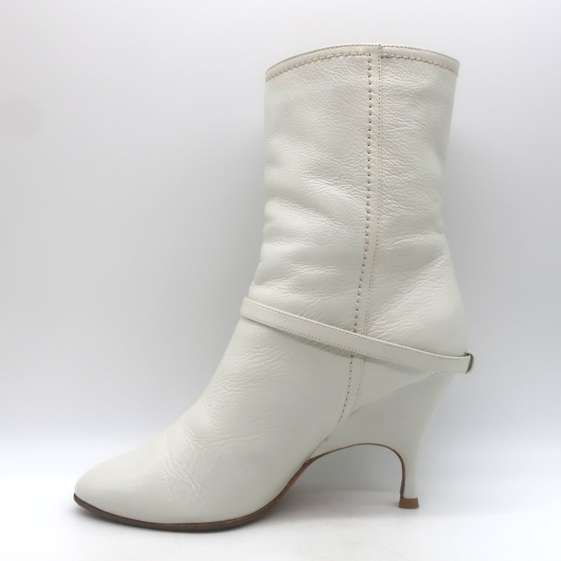 Alchimia di Ballin Kari Ankle Strap Boots White Leather Size 37.5