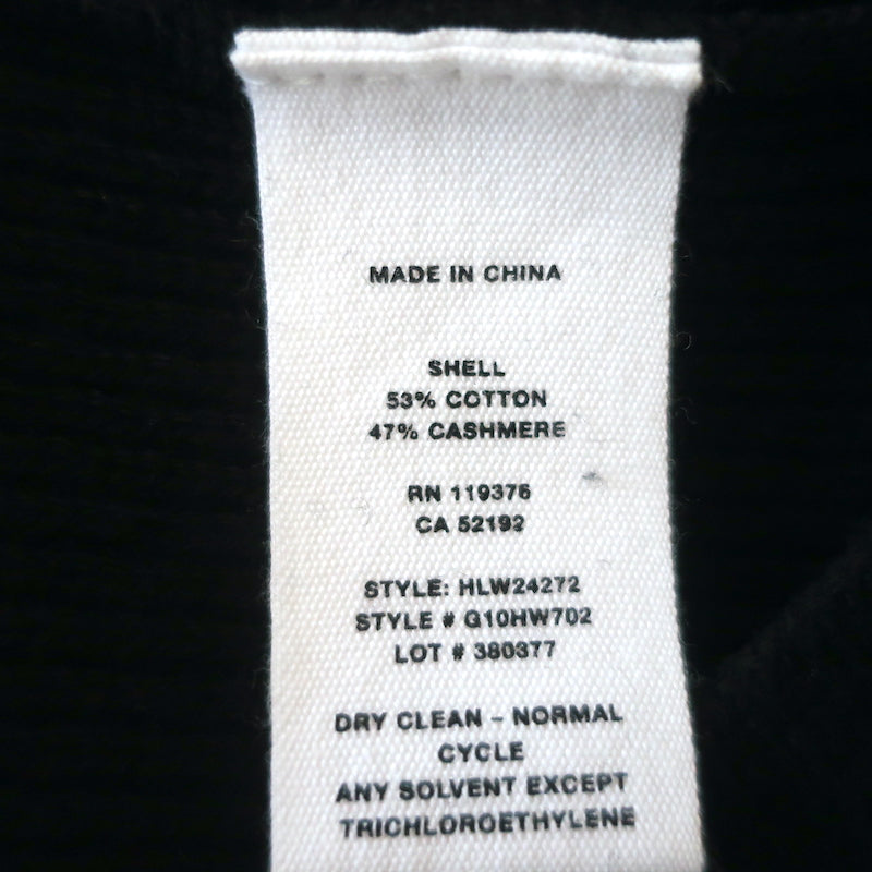 Helmut Lang Button-Sleeve Sweater Black Cotton-Cashmere Knit Size Extra Small