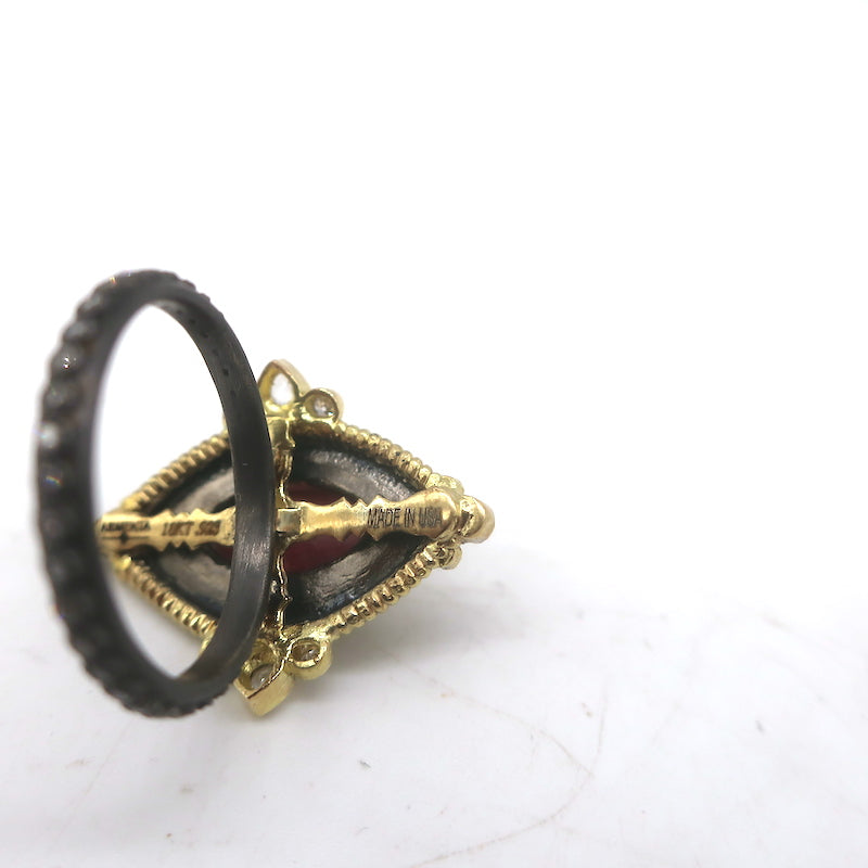 Armenta Marquise Diamond &amp; Purple Gemstone Ring 18k Gold &amp; Sterling Size 6.5