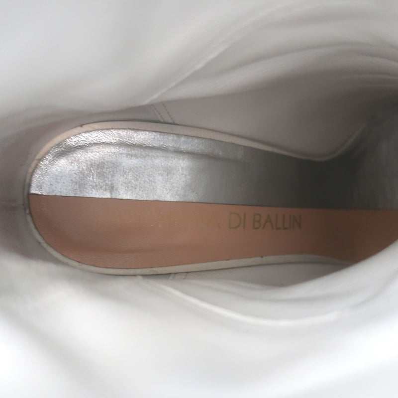 Alchimia di Ballin Kari Ankle Strap Boots White Leather Size 37.5