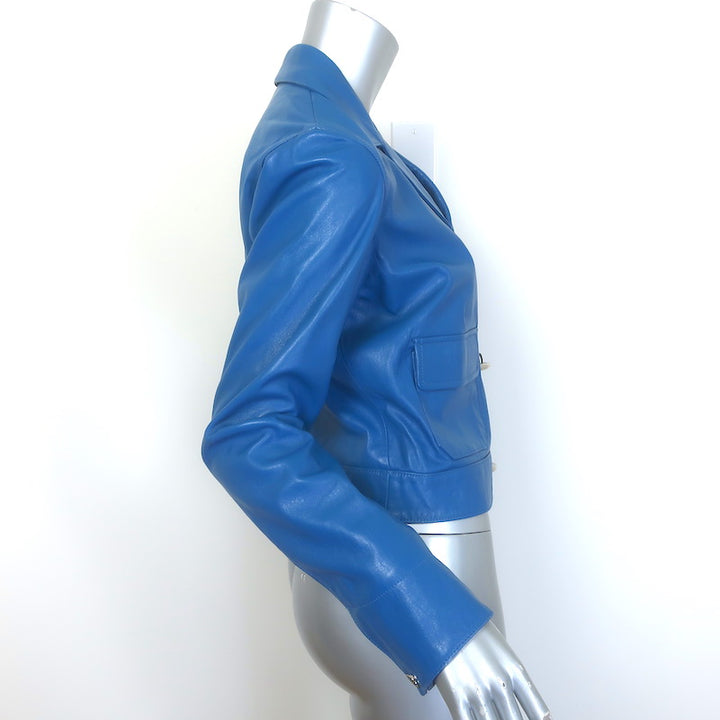 Ralph Lauren Sport Fireman Clasp Leather Jacket Blue Size 10