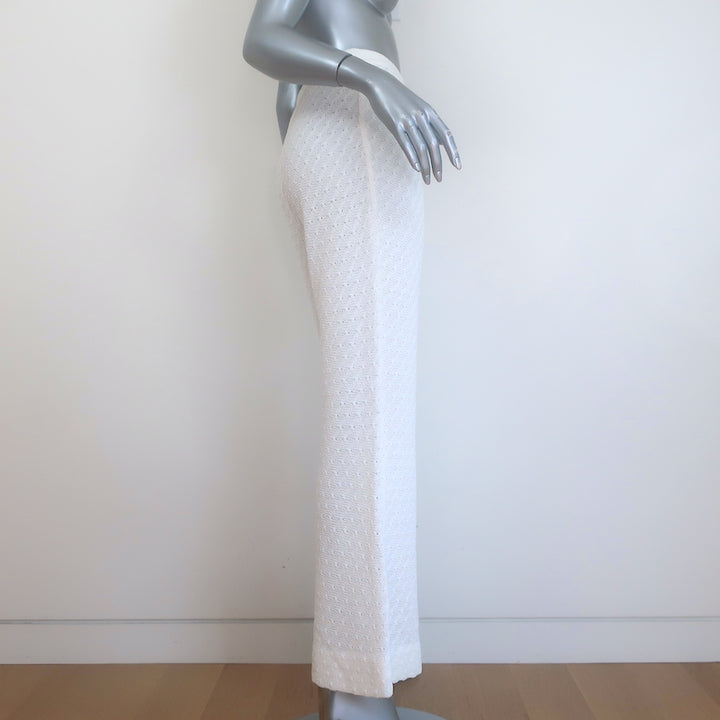 Chanel 19C Flared Knit Pants White Cotton Size 40