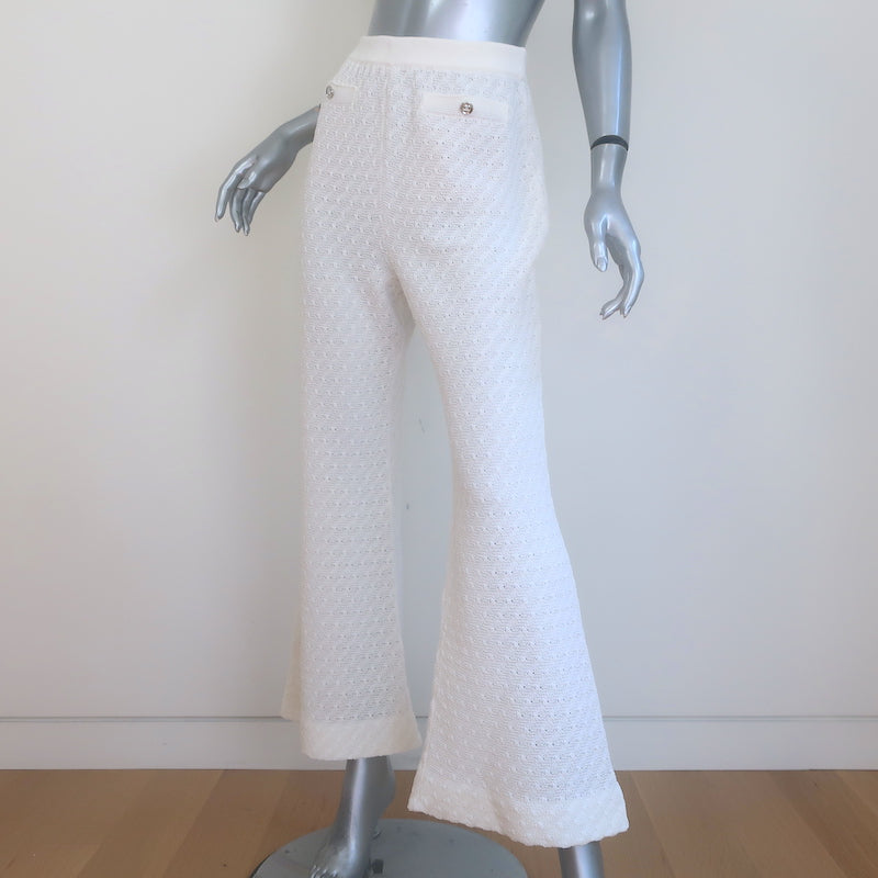 Chanel 19C Flared Knit Pants White Cotton Size 40