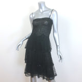 Chanel 00T Sequin-Trimmed Tiered Ruffled Lace Dress Black Size 34