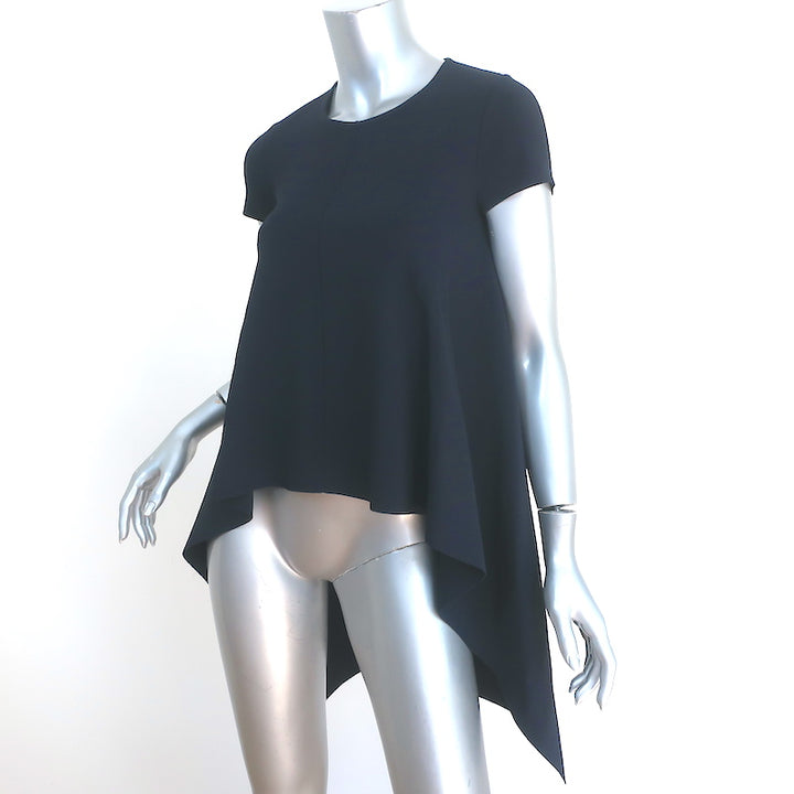 Stella McCartney Draped-Side Top Navy Stretch Knit Size 38 Short Sleeve Blouse