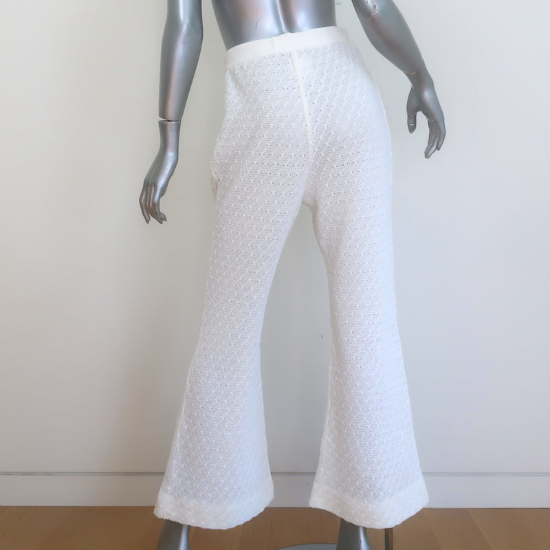 Chanel 19C Flared Knit Pants White Cotton Size 40