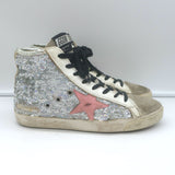 Golden Goose Francy Sequin High-Top Sneakers Silver Size 38