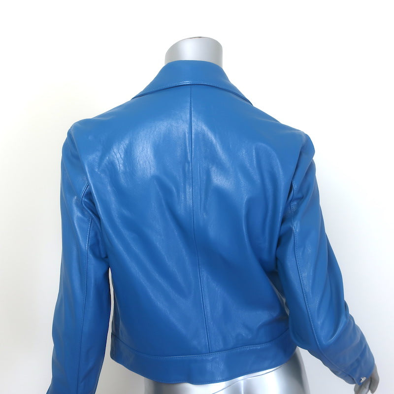 Ralph Lauren Sport Fireman Clasp Leather Jacket Blue Size 10