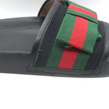 Gucci Sylvie Web Bow Slide Sandals Black Satin Size 40