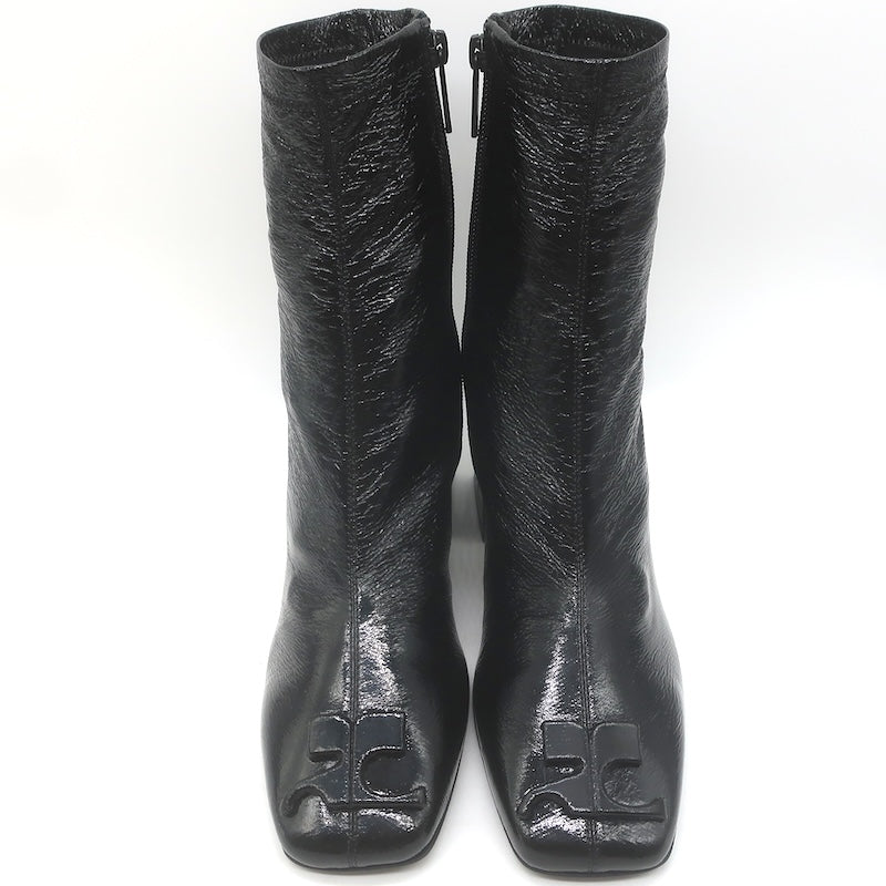 Courreges Reedition Vinyl Ankle Boots Black Size 38 NEW