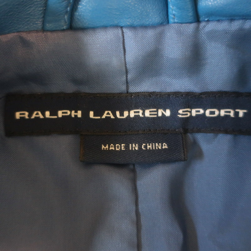 Ralph Lauren Sport Fireman Clasp Leather Jacket Blue Size 10