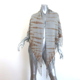 Bajra Tie Dye Triangle Shawl with Suede Fringe Gray Cashmere-Wool