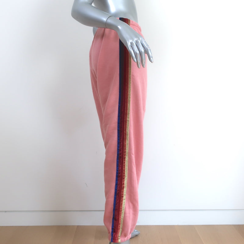 Aviator Nation Velvet Stripe Sweatpants Pink Size Large