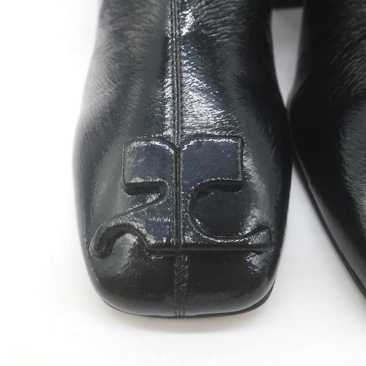Courreges Reedition Vinyl Ankle Boots Black Size 38 NEW