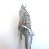 Bajra Tie Dye Triangle Shawl with Suede Fringe Gray Cashmere-Wool