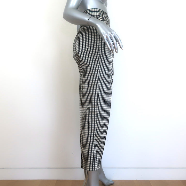 Christian Dior Gingham High Rise Cropped Pants Black/White Silk-Cotton Size US 6