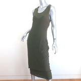 Proenza Schouler Sleeveless Layered Midi Dress Olive Cotton Jersey Size Large