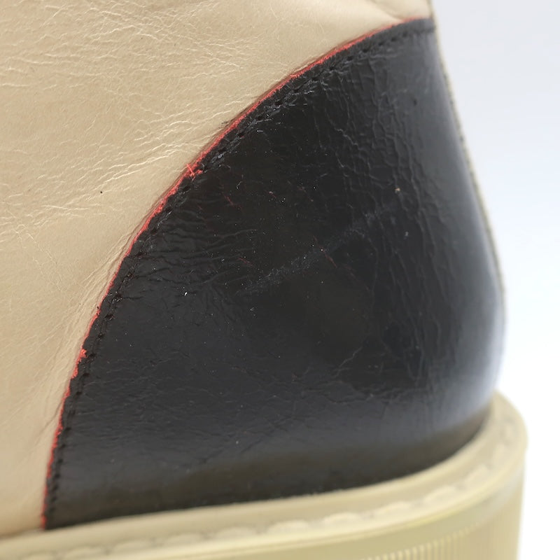 Chanel CC Bicolor Cap Toe Lace-Up Ankle Boots Beige &amp; Black Leather Size 39