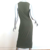 Proenza Schouler Sleeveless Layered Midi Dress Olive Cotton Jersey Size Large