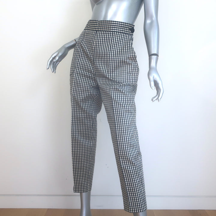 Christian Dior Gingham High Rise Cropped Pants Black/White Silk-Cotton Size US 6