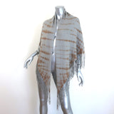 Bajra Tie Dye Triangle Shawl with Suede Fringe Gray Cashmere-Wool