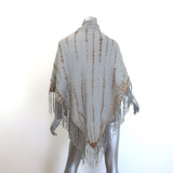 Bajra Tie Dye Triangle Shawl with Suede Fringe Gray Cashmere-Wool