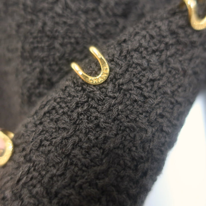 Vintage Chanel 96A Hook &amp; Eye Tweed Jacket Dark Brown Wool Size 38