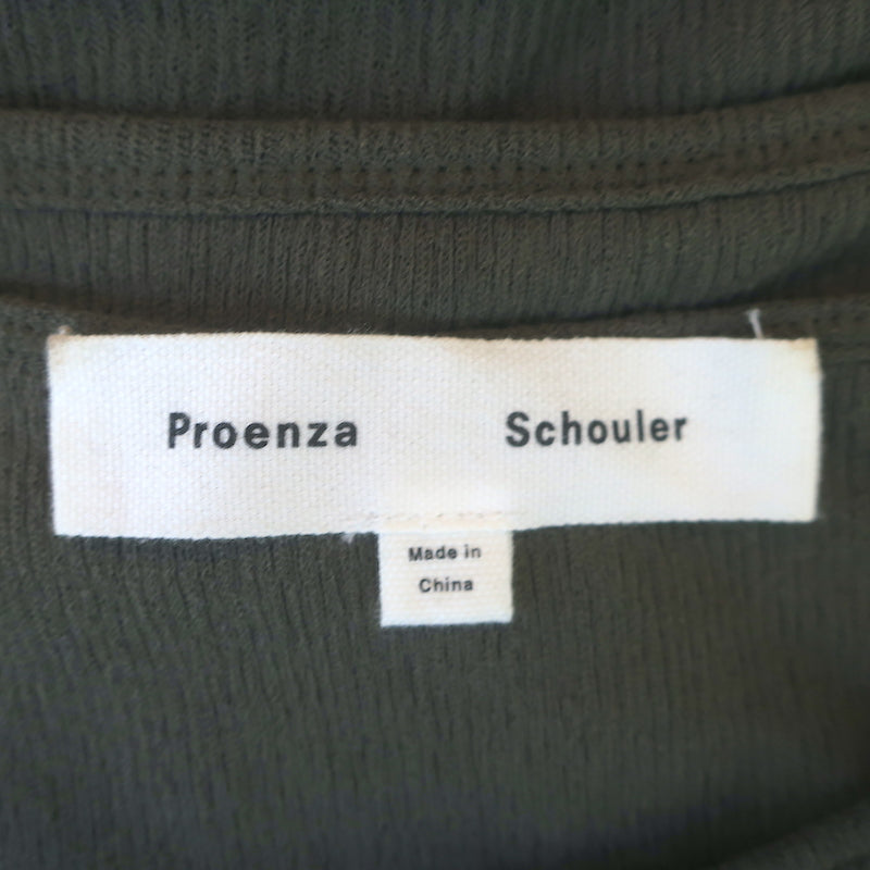Proenza Schouler Sleeveless Layered Midi Dress Olive Cotton Jersey Size Large