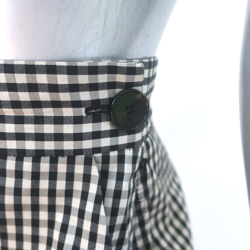 Christian Dior Gingham High Rise Cropped Pants Black/White Silk-Cotton Size US 6
