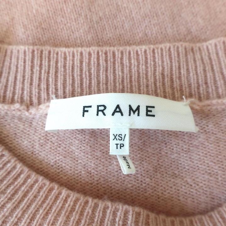 FRAME Cashmere Sweater Kennedy Light Pink Size Extra Small Crewneck Pullover
