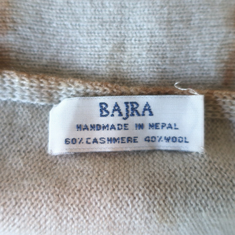 Bajra Tie Dye Triangle Shawl with Suede Fringe Gray Cashmere-Wool