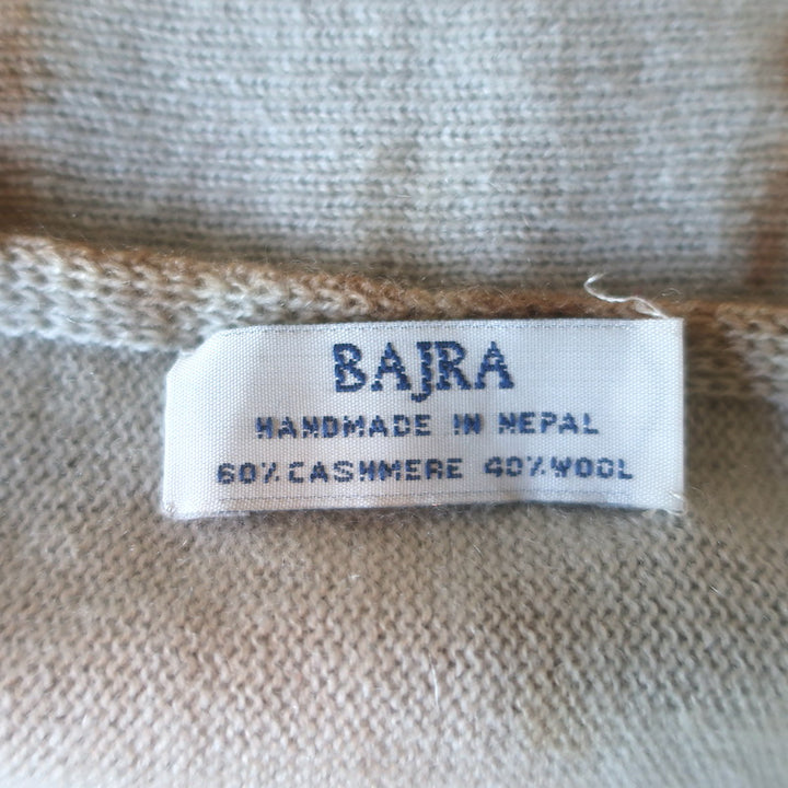 Bajra Tie Dye Triangle Shawl with Suede Fringe Gray Cashmere-Wool