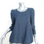 THE GREAT Denim Puff Sleeve Top Blue Cotton Size 0