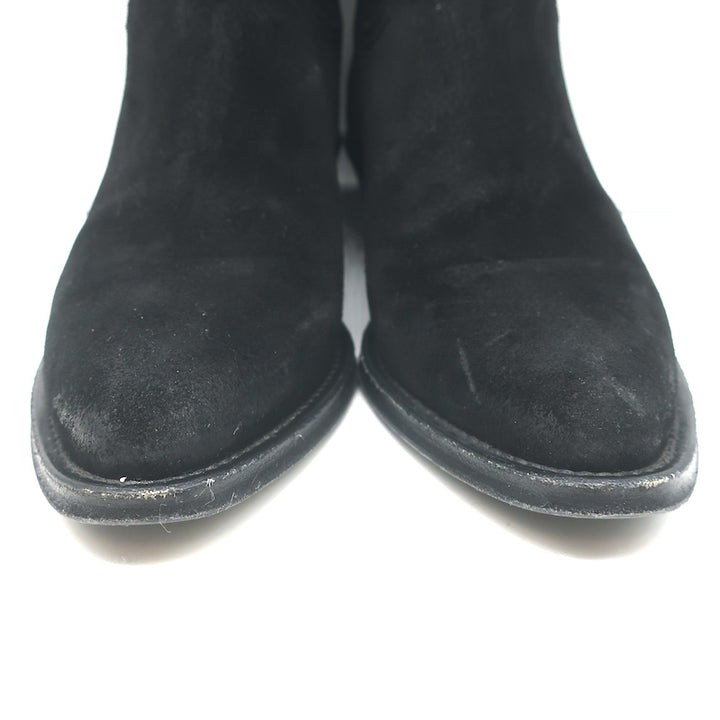Saint Laurent Eastwood Short Western Boots Black Suede Size 36.5