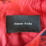 Simone Rocha Tartan Puff Sleeve Bow-Side Midi Dress Red Size UK 6