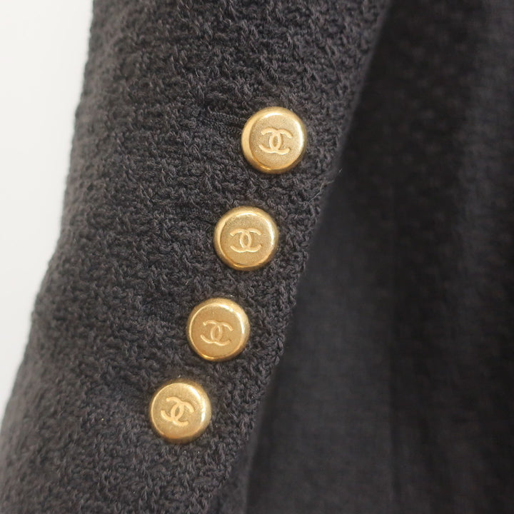 Vintage Chanel 96A Hook &amp; Eye Tweed Jacket Dark Brown Wool Size 38