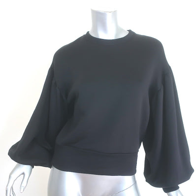 Les Coyotes De Paris Larice Puff Sleeve Sweatshirt Black Cotton-Blend Size 36