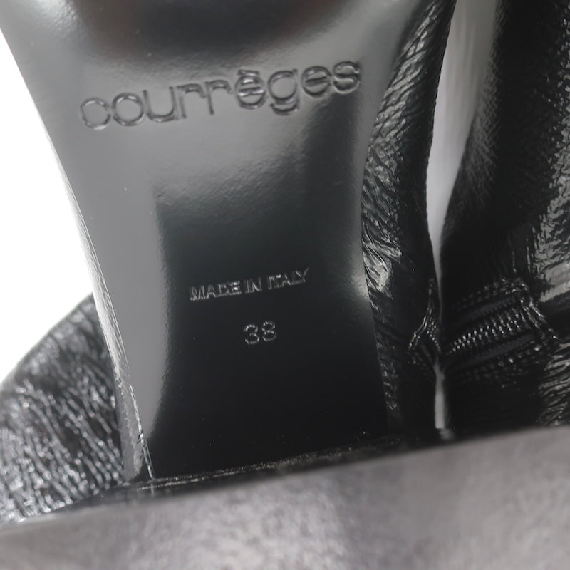 Courreges Reedition Vinyl Ankle Boots Black Size 38 NEW