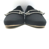 Manolo Blahnik Ansulialo 30 Crystal-Buckle Kitten Heel Pumps Black Silk Size 41