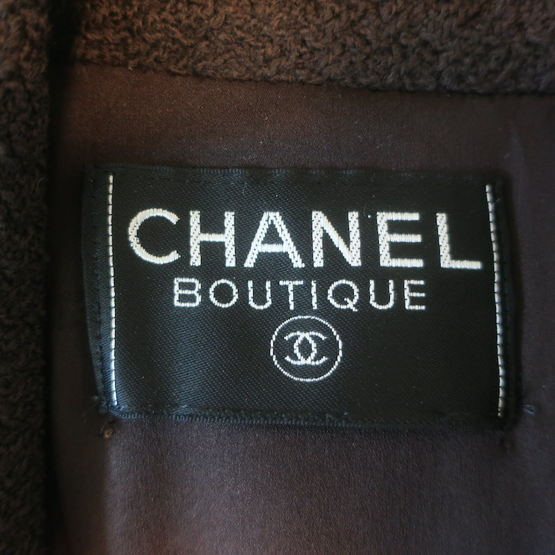 Vintage Chanel 96A Hook &amp; Eye Tweed Jacket Dark Brown Wool Size 38