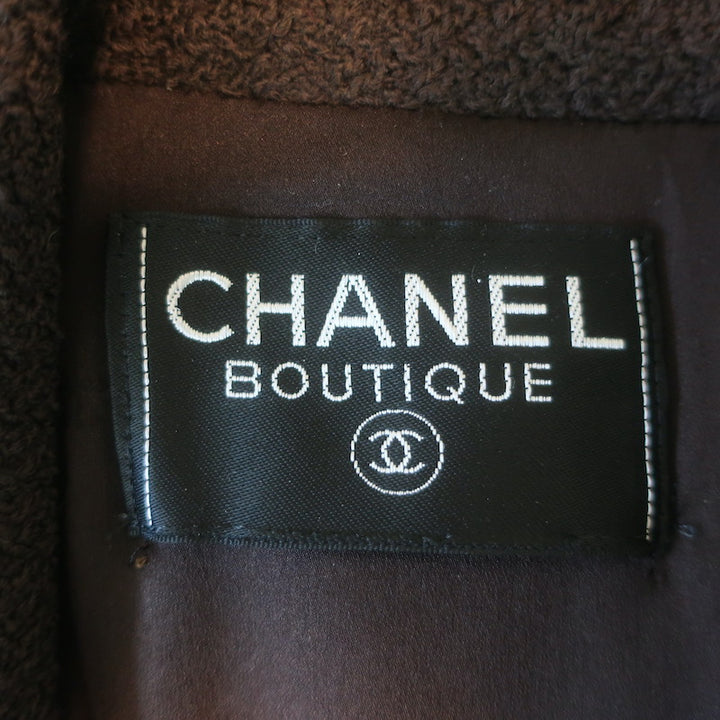 Vintage Chanel 96A Hook &amp; Eye Tweed Jacket Dark Brown Wool Size 38