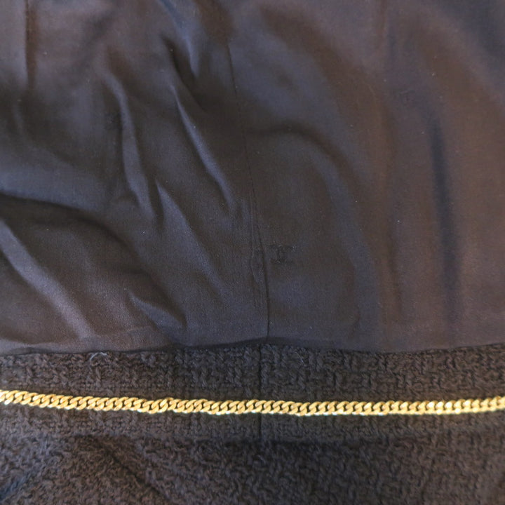 Vintage Chanel 96A Hook &amp; Eye Tweed Jacket Dark Brown Wool Size 38
