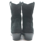 Saint Laurent Eastwood Short Western Boots Black Suede Size 36.5