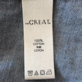 THE GREAT Denim Puff Sleeve Top Blue Cotton Size 0